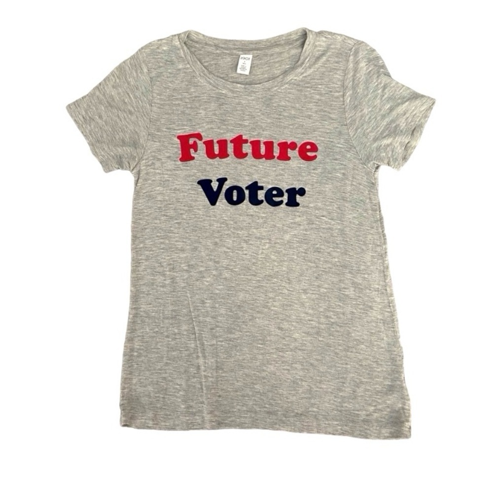 1901 GIRLS SIZE 10/12 GREY FUTURE VOTER TEE